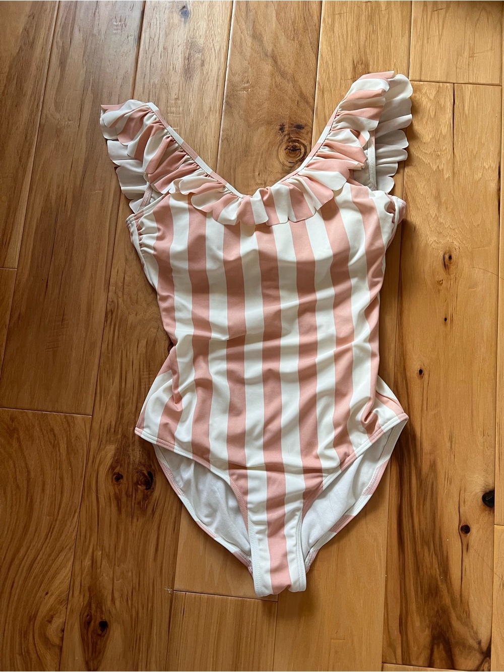 Ruffle One-Shoulder Pink Stripe One-Piece Swimsuit
